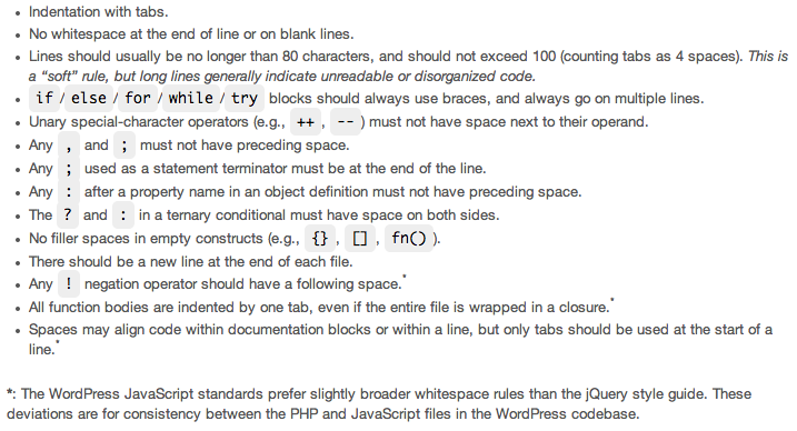 javascript spacing rules