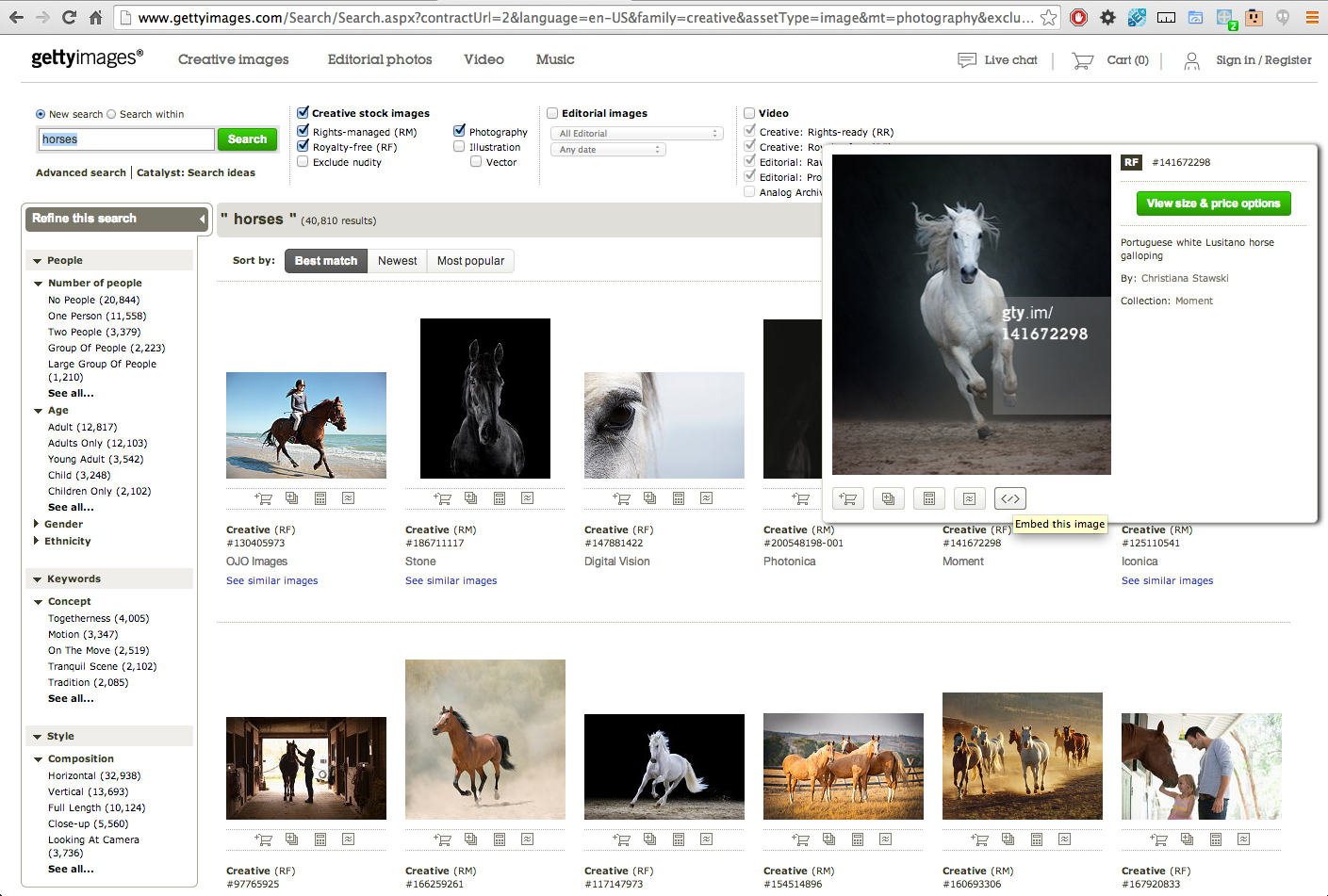 embed code for horse image